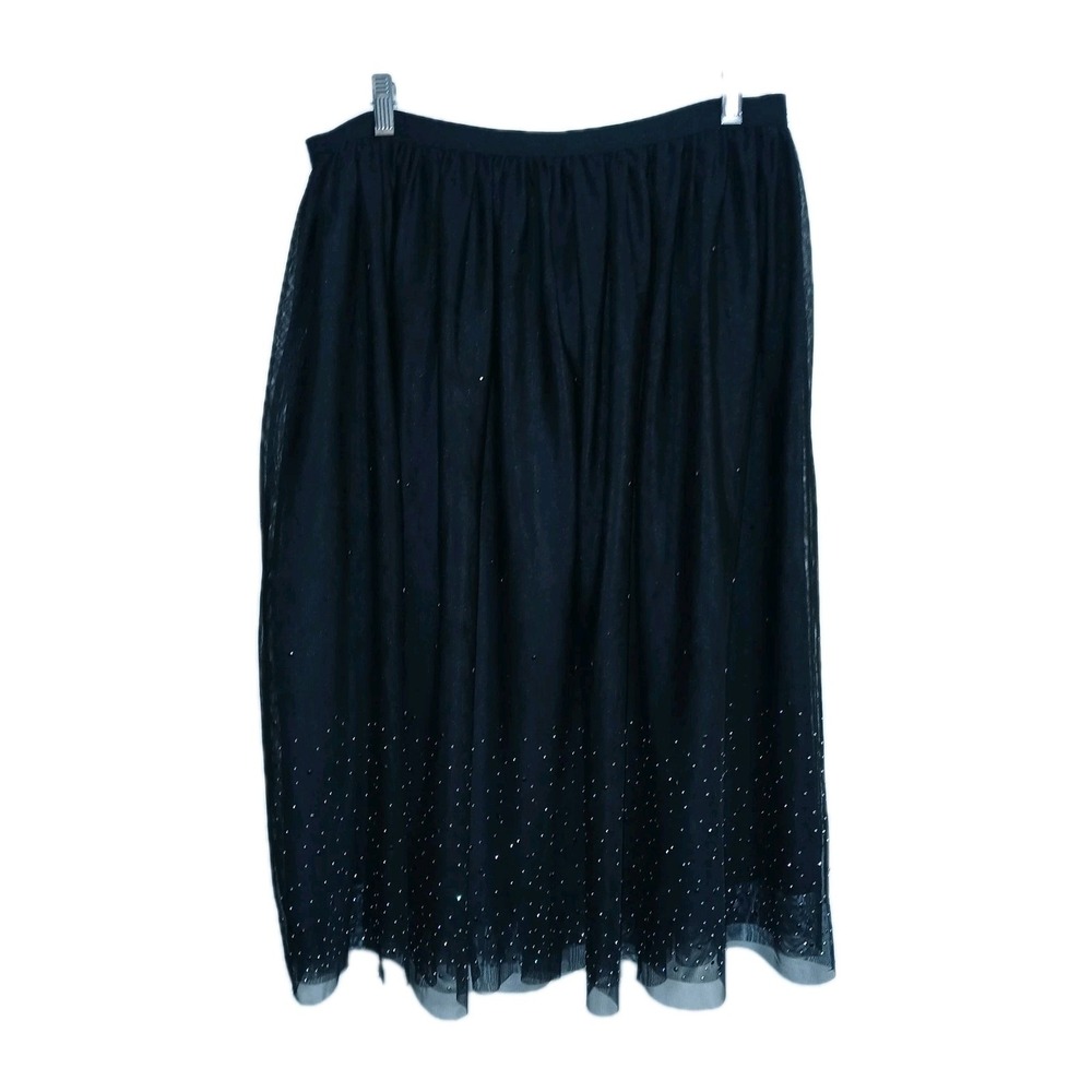 Tulle Women A-Line Skirt Large Black Fairy Frilly Whimsy Princess Event Cocktail